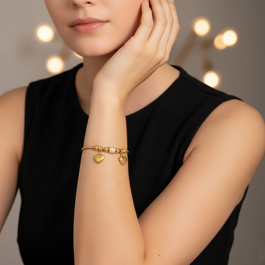 Golden Heart Charm Bracelet