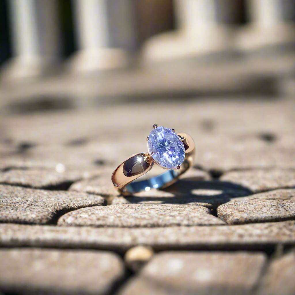 AuroraLuxe™ – 2-Carat Moissanite & 18K Gold-Plated Sterling Silver Ring