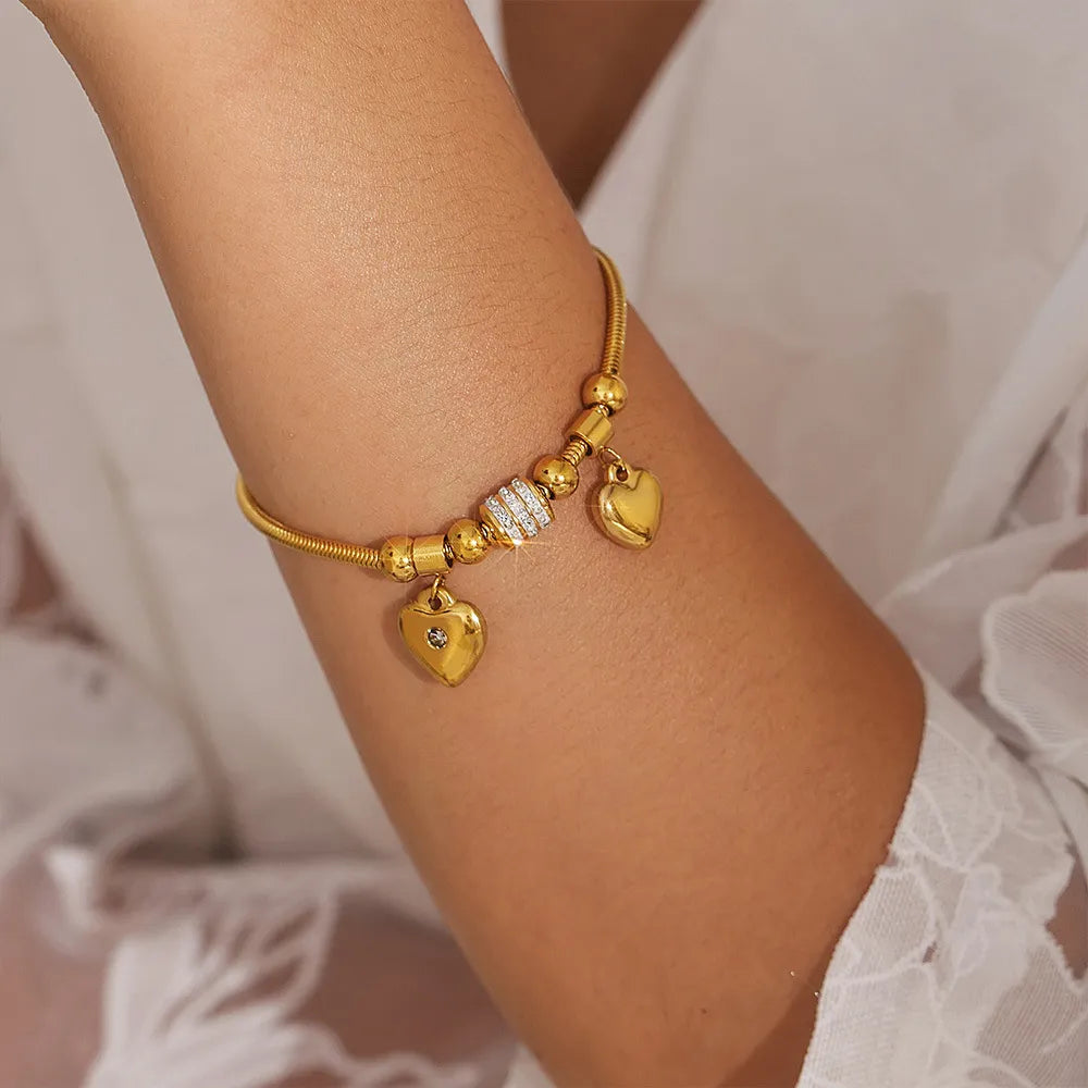 Golden Heart Charm Bracelet